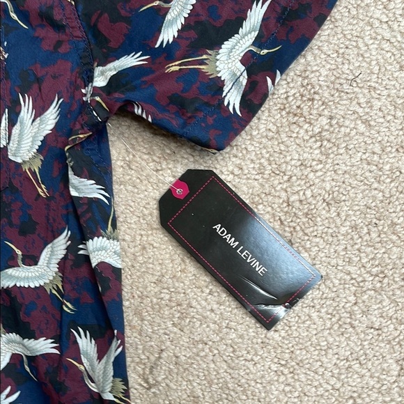 Adam Levine Collection Casual Blue and White Button Down Shirt - Picture 3 of 4